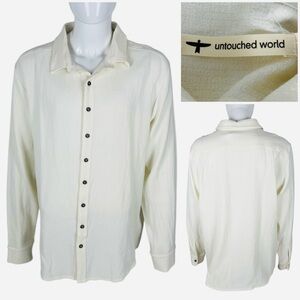 Untouched World Mens 2XL Otis Shirt Beige 1917 Sea Salt Linen Blend Casual NWT